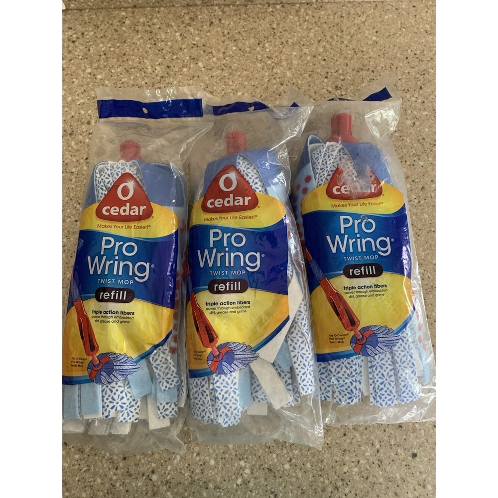 3 O-Cedar PRO WRING Twist Mop Refill, Machine Washable New In Package